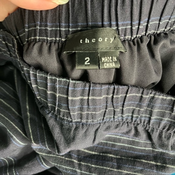 Theory Blue Striped Bramnen Sleeveless Summer Maxi Dress - Picture 6 of 7